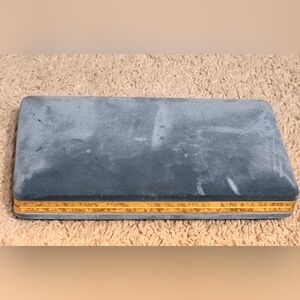 Vintage Powder Blue Velvet Jewelry Box with Gold Trim